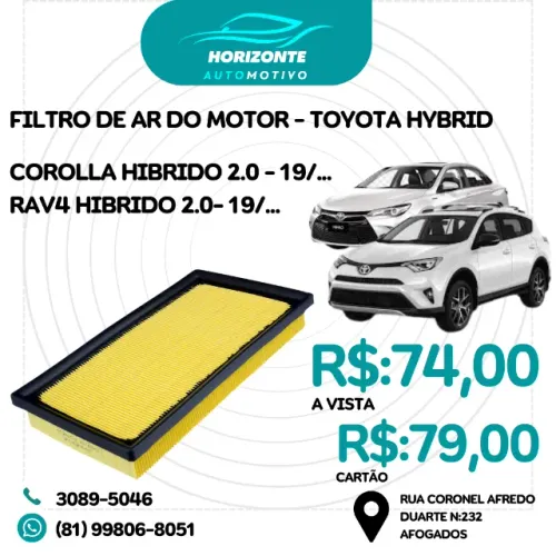 Filtro de Ar do Motor Corolla 2.0 Hibrido e Rav4 2.0 Hibrido 