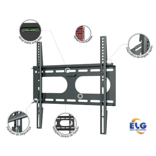 Suporte Fixo De Parede Para Tv De 32 a 60 Polegadas Até 50 Kg - Cor Preta N01V6 ELG