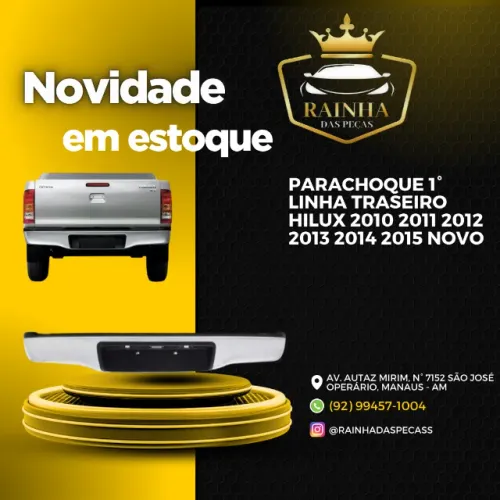 Parachoque Traseiro 1° Linha Hilux 2010 2011 2012 2013 2014 2015 Novo 
