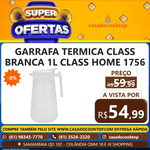 GARRAFA TERMICA CLASS BRANCA 1L CLASS HOME 1756