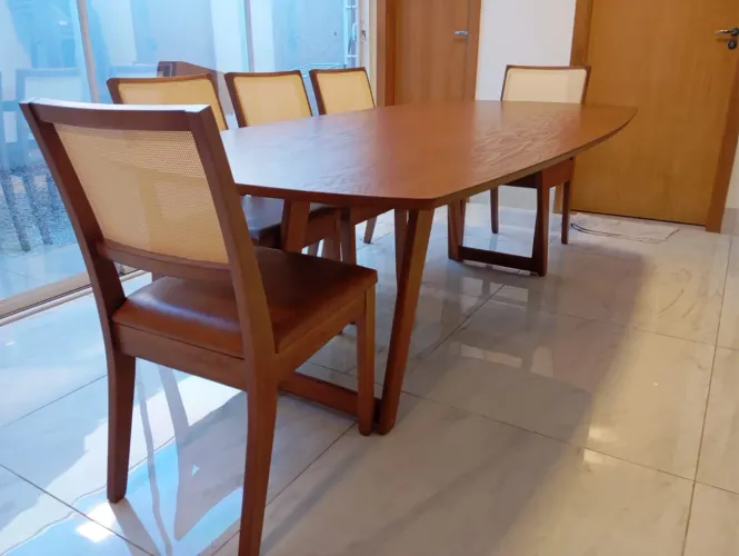 Mesa nova de madeira completa pronta entrega 