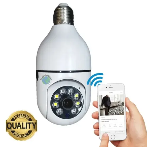 Câmera de Segurança Panorâmica Lâmpada E27 Wi-Fi - IP Camera 360° com Rastreamento