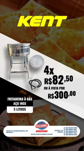FRITADEIRA À GÁS 5 LITROS COM PÉ - KENT