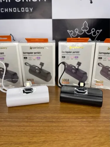 ? Mini Carregador Portátil Power Bank 5000mAh 2 em 1 com Carregamento Rápido e Display D