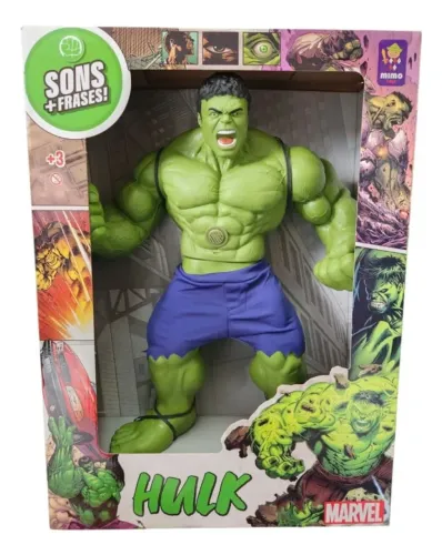 Boneco Hulk GIGANTE 50cm com Sons 100% ORIGINAL LACRADO