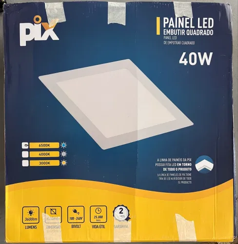 Painel led embutir quadrado 40w 6500k