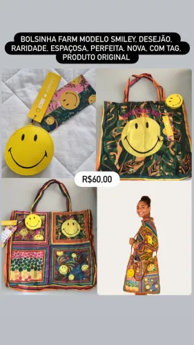 bolsinha farm modelo smiley,