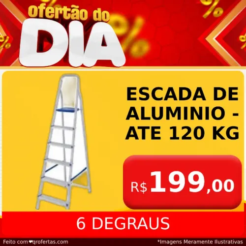 ESCADA EM ALUMINIO DE 6 DEGRAUS - LYDER 