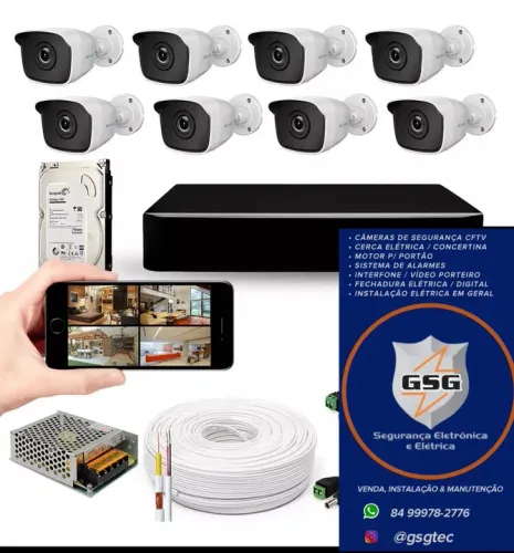 Kit CFTV 8 Câmeras HD  + DVR + Acessórios