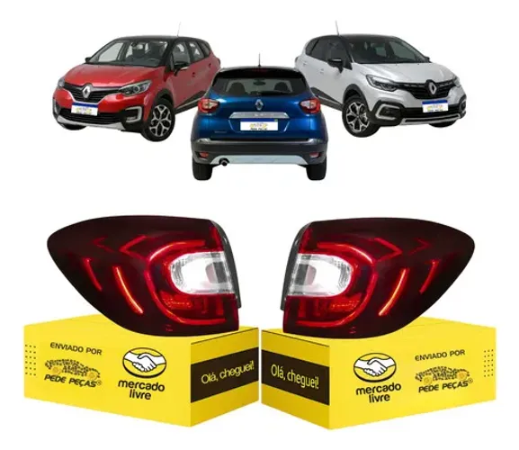 Par Lanterna Captur 2017 2018 2019 2020 2021 Led Ambos Lados Vermelho