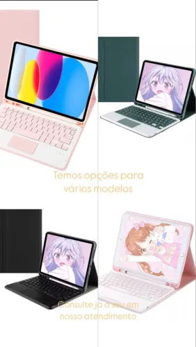 Capa ipad 9/10/11 air 4/5/6 com teclado e película 3D 
