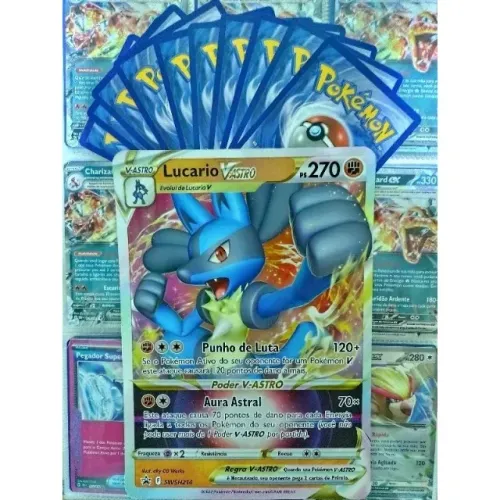 Carta pokémon Jumbo Lucario V Astro + 10 cartas brinde