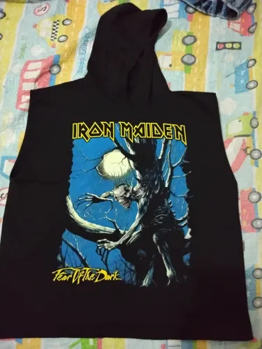 Colete moletom vintage iron maiden fear of the dark.