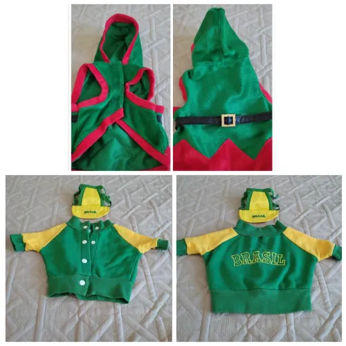 Roupa p/ cachorro e caixa de transporte