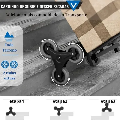 Carrinho de Carga 150kg que Sobe e Desce Escadas com Facilidade Fácil Transporte