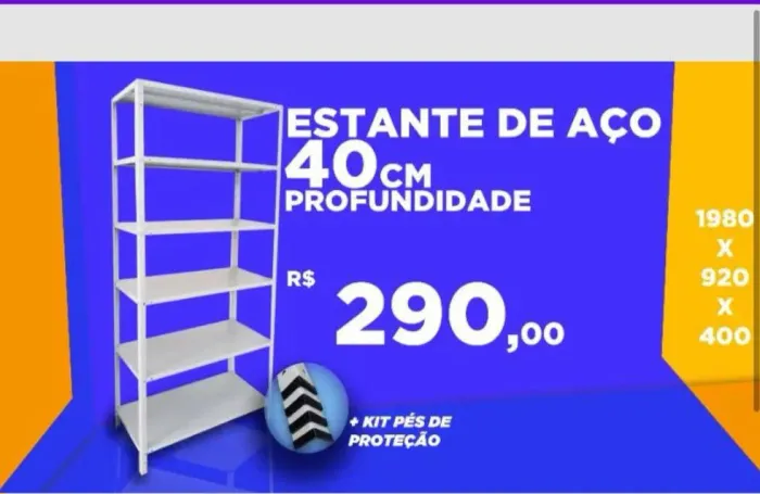 Estante de Aço 40cm Profundidade - R$290,00