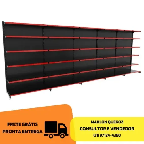 Gondola de Parede 6 Bandejas Preta Polar