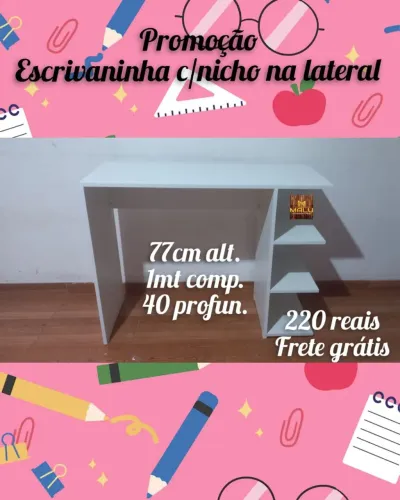 Escrivaninha com nicho na lateral - Promoção!
