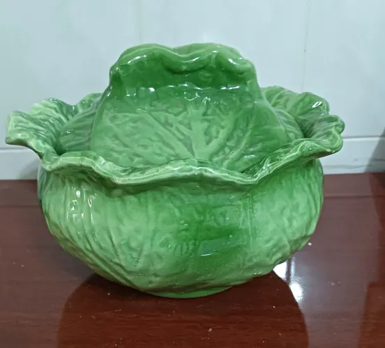Sopeira Cumbuca de cerâmica em formato de Repolho Anos 80 Original Vintage