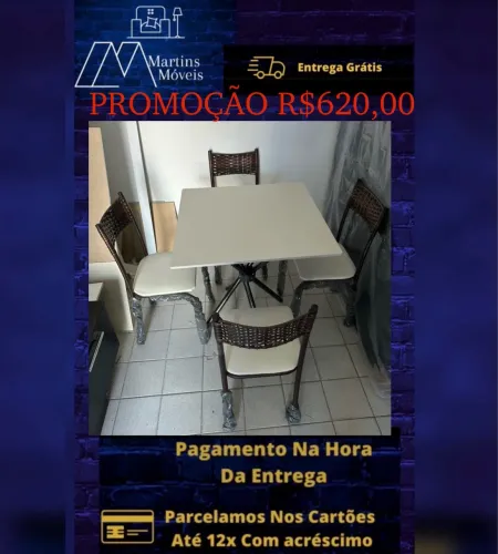 GRANDE PROMOÇÃO MESA 04 CADEIRAS ENTREGA GRÁTIS ACEITA CARTÃO.