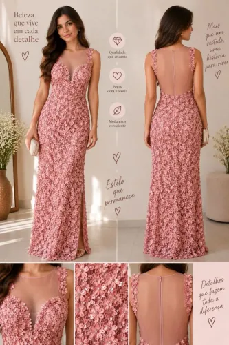 VESTIDO DE FESTA BELA NOITE (ROSA)