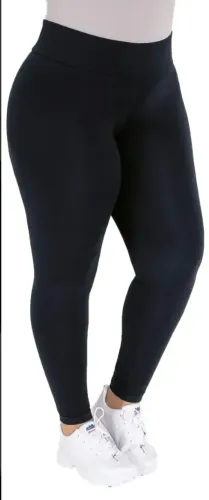 Calça Legging WolfFox Plus Size Tecido Grosso Cós Alto Preta Tamanho G3 - NOVA