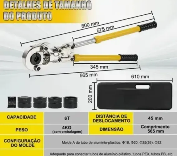 Alicate para tubo PEX hidráulico