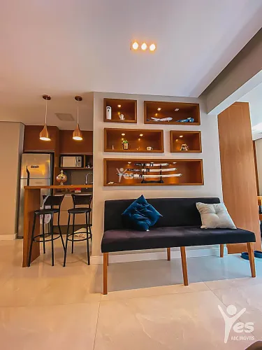Apartamento de 74m², com planejados, 02 dormitórios, sendo 01 suíte e 02 vagas de garagem