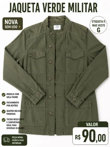 Jaqueta verde militar nova