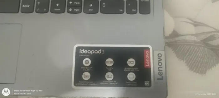 Notebook Lenovo IdeaPad 3 Ryzen 5 5500U 8GB RAM