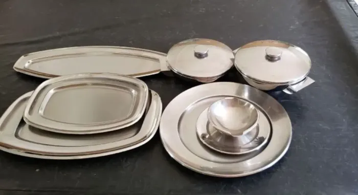 Travessas Inox Eberle Prata - 11 Peças Inox