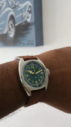 Relógio automático Field pulseira de couro
