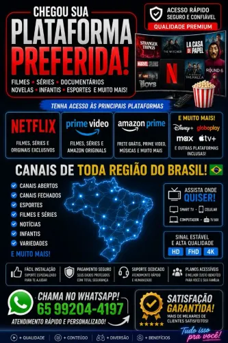 Assista o que você quer... Melhor Futebol, Séries e Novelas em até 4K