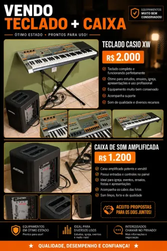 TECLADO CASIO XW + CAIXA DE SOM DATREL ? ÓTIMO ESTADO