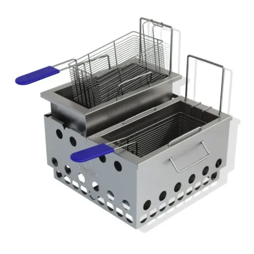 Fritadeira a Gás para Fogão 30X30 6L 2 Cubas Inox F32C Metalmaq