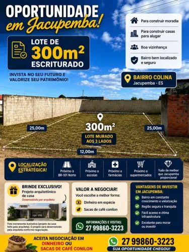 Lote 300m2 Bairro Colina - Jacupemba