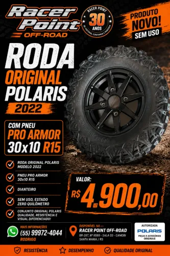 Roda original dianteira Polaris modelo 2022 Acompanha pneu Pro Armor 30x10 R15