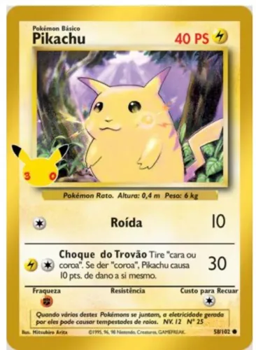 Pikachu - carta clássica 30 anos