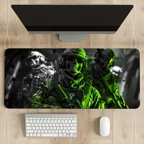 Mousepad Gamer (Guerreiro Americano Verde) Extra Grande Emborrachado Impermeável