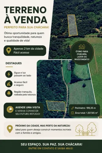 Terrenos para Chácara, medindo 15 de largura, por 100 de comprimento