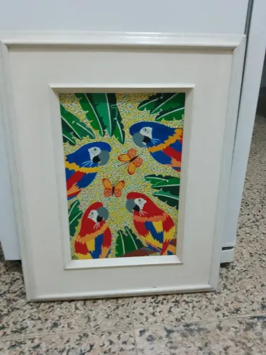 Pintura a Óleo - Araras Tropicália - Medidas: 60 cm X 40 cm