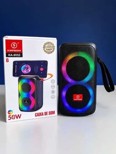 Caixa De Som 50W Portátil Bluetooth RGB TWS USB SD FM Grave Som Potente