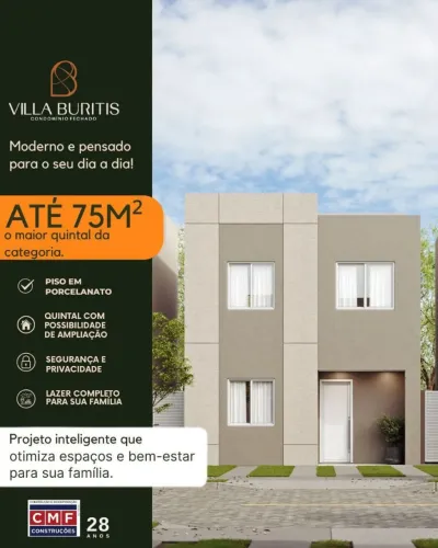 Lançamento CMF, sobrado 3/4 a venda no Condomínio Villa Buritis em Cuiabá MT