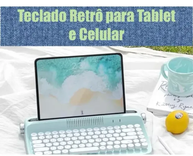 Teclado bluetooth Retrô para tablet e celulares