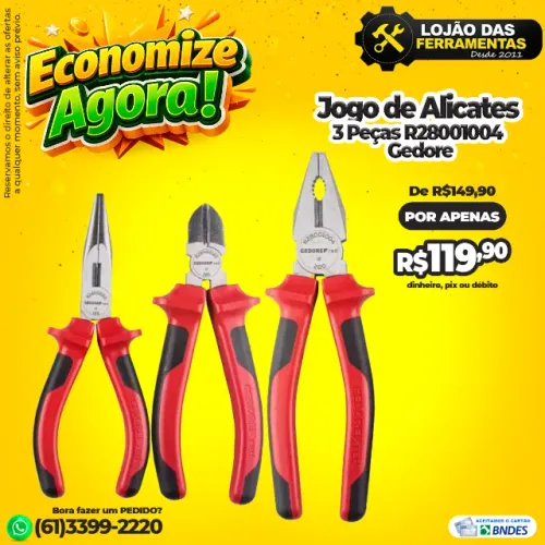 Jogo de Alicates 3 Peças R28001004 Gedore