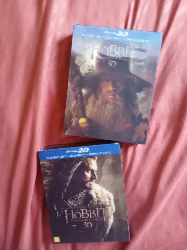 2 box blu-ray 4 discos cada Hobbit Jornada Inesperada e Desolação Smaug capas holográficas