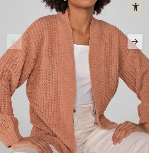 Cardigan oversized de tricô aberto marrom claro tam P