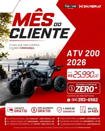 Shineray ATV 200 2027 - Parcelamos em 12x Sem Juros nos Cartões ou 24x Com juros