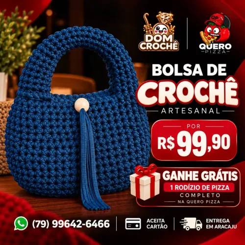 BOLSA DE CROCHE E GANHE PIZZA