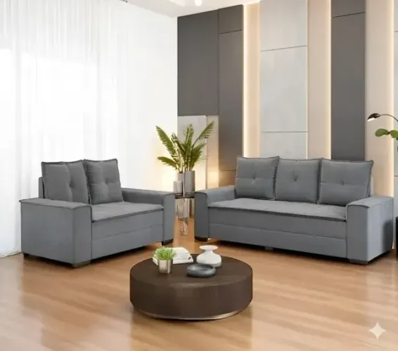 Sofá Barcelona Cinza 2 E 3 Lugares Promoção